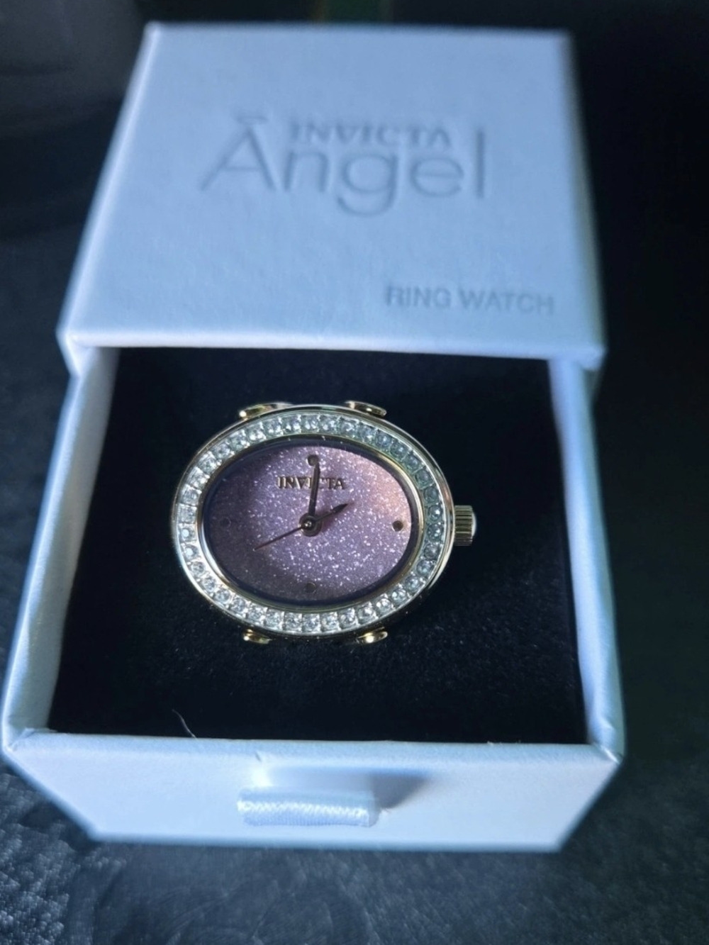 49600 Invicta Mini Angel Musespire Pink Glitter Dial Gem  Bezel Ring Watch 24mm